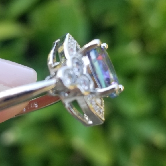 Beautiful Simulated Mystic Topaz Ring - Picture 5 of 6